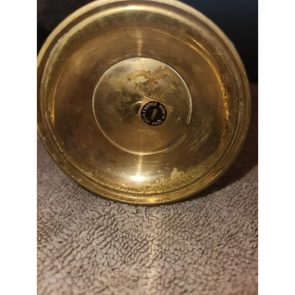 Vintage style Brutalist Brass 8” Vase Made By India Exotics